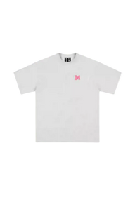 Mr Enjoy Da Money MEDM Building Colour Block Tee in white with a pink logo detail