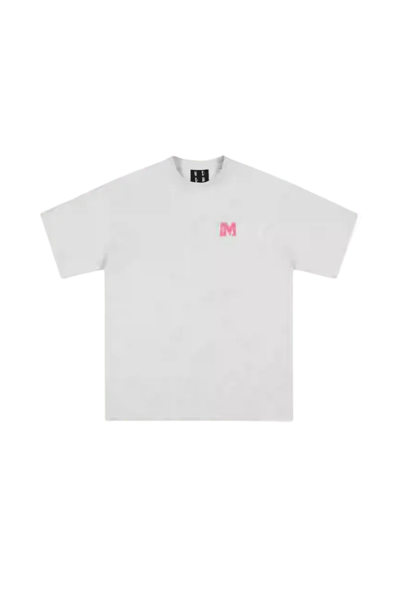 Mr Enjoy Da Money MEDM Building Colour Block Tee in white with a pink logo detail