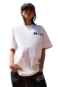 MEDM Building Colour Block Tee in white with logo design, perfect for casual streetwear style