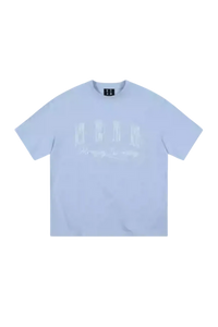 Light blue MEDM Burnt Laced Tee by Mr Enjoy Da Money with subtle graphic print on front
