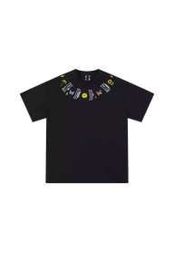 Black MEDM Butterfly Necklace Embroidery Tee by Mr Enjoy Da Money with colorful embroidered butterfly and necklace design