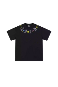 Black MEDM Butterfly Necklace Embroidery Tee by Mr Enjoy Da Money with colorful embroidered butterfly and necklace design