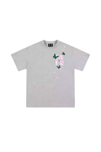 Gray MEDM Falling Petals Embroidery Tee by Mr Enjoy Da Money with butterfly and petal detailing