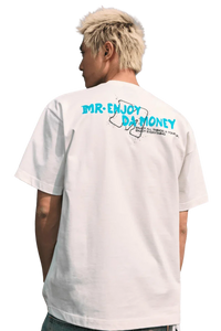 MEDM Large M WireFrame Embroidery Tee in white with a unique back design for stylish comfort