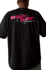 MEDM Large M WireFrame Embroidery Tee in Black featuring vibrant back graphic by Mr Enjoy Da Money