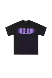 Black MEDM Phantom Contrast Tee by Mr Enjoy Da Money with purple graphic text design on front