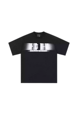 Black MEDM Phantom Contrast Tee by Mr Enjoy Da Money with silver blurred logo print on front