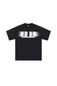 Black MEDM Phantom Contrast Tee by Mr Enjoy Da Money with silver blurred logo print on front