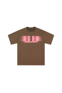 Mr Enjoy Da Money MEDM Phantom Contrast Tee brown shirt with pink graphic logo on front