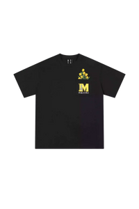 Black MEDM Pixelated Flower Pocket Tee by Mr Enjoy Da Money with yellow flower design above chest pocket