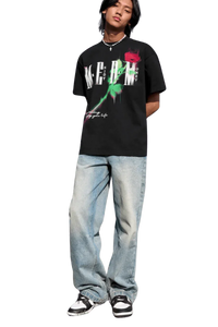 MEDM Smudged Floral Tee black graphic t-shirt with floral design by Mr Enjoy Da Money