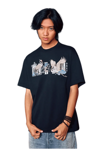 MEDM SS24 Phoenix Embroidery Tee in black featuring vibrant phoenix design and comfortable fit