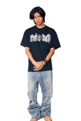 Black MEDM SS24 Phoenix Embroidery Tee featuring unique graphic design for casual wear