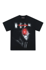 MEDM SS24 x Karmen Rider Tee in black featuring graphic print and bold design for stylish streetwear