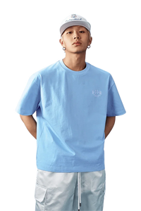 Light blue MEDM SS25 Basic Embroidery Tee showcasing a casual style for everyday wear