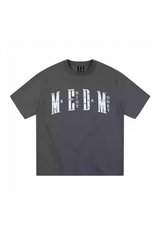 MEDM SS25 Basic Gem Series Tee in grey featuring bold Mr Enjoy Da Money lettering