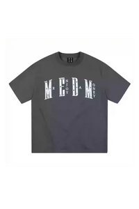 MEDM SS25 Basic Gem Series Tee in grey featuring bold Mr Enjoy Da Money lettering
