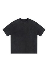 MEDM SS25 Basic Logo Washed Tee in Black, featuring a relaxed fit for casual comfort.
