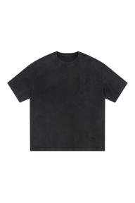 MEDM SS25 Basic Logo Washed Tee in Black, featuring a relaxed fit for casual comfort.