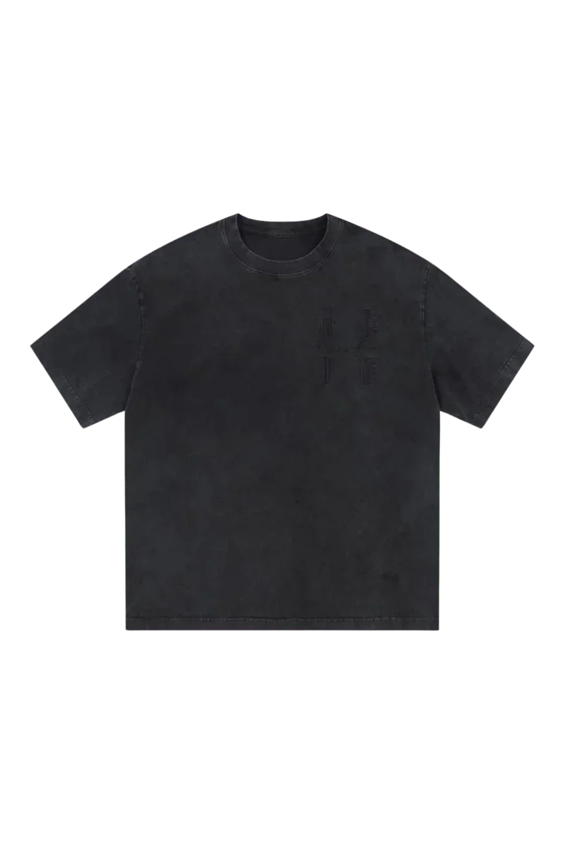 MEDM SS25 Basic Logo Washed Tee in Black, featuring a relaxed fit for casual comfort.