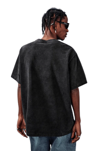 MEDM SS25 Basic Logo Washed Tee in black, designed for a relaxed fit and casual style
