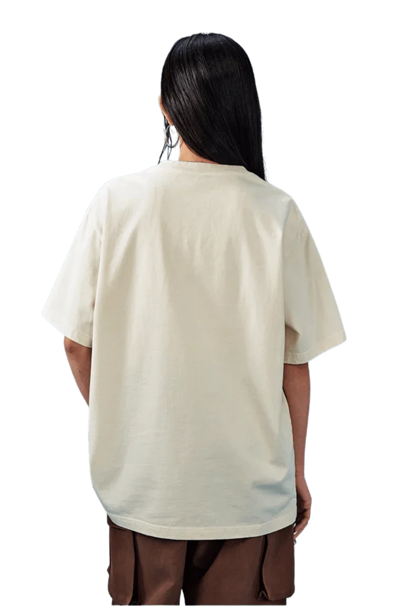 Back view of the MEDM SS25 Basic Logo Washed Tee in a neutral color for casual wear