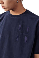 MEDM SS25 Basic Logo Washed Tee in navy featuring unique embroidered design for casual style