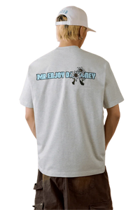 MEDM SS25 Big M Daisy Print Tee in gray featuring a colorful back design by Mr Enjoy Da Money