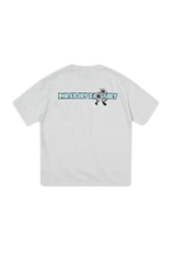 MEDM SS25 Big M Daisy Print Tee in white with colorful back design by Mr Enjoy Da Money