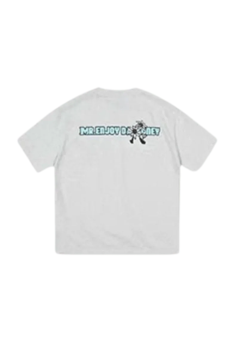 MEDM SS25 Big M Daisy Print Tee in white with colorful back design by Mr Enjoy Da Money