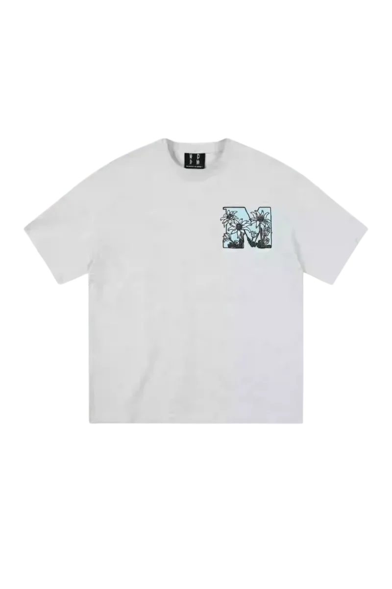 Mr Enjoy Da Money MEDM SS25 Big M Daisy Print Tee in white with a colorful M logo design