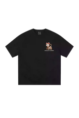 MEDM SS25 Cat Velcro Embroidery Tee in black with a playful cat graphic on the chest