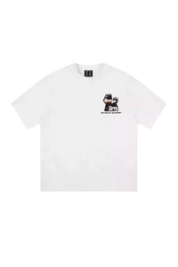 MEDM SS25 Cat Velcro Embroidery Tee in white featuring a playful cat design