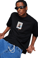 MEDM SS25 Dog Polaroid Tee in black featuring graphic print on relaxed fit t-shirt