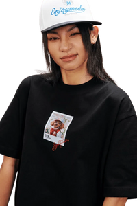 MEDM SS25 Dog Polaroid Tee in black featuring a playful graphic on the front for a trendy casual look