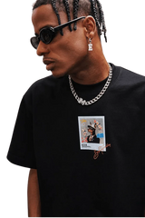 MEDM SS25 Dog Polaroid Tee in black featuring unique graphic design and relaxed fit