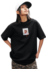 MEDM SS25 Dog Polaroid Tee in black featuring a fun dog graphic and relaxed fit for casual style