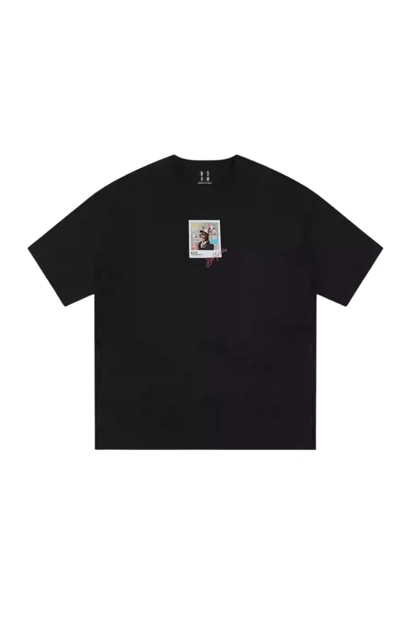 MEDM SS25 Dog Polaroid Tee in black featuring a colorful graphic on the chest