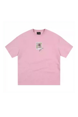 MEDM SS25 Dog Polaroid Tee in pink with a unique graphic design and relaxed fit