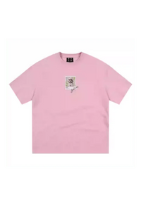 MEDM SS25 Dog Polaroid Tee in pink with a unique graphic design and relaxed fit