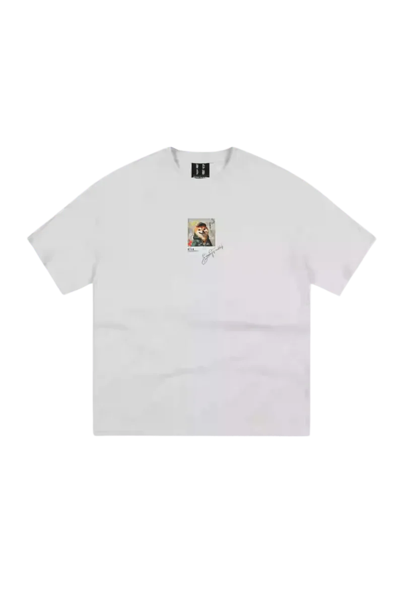 MEDM SS25 Dog Polaroid Tee in white featuring a graphic print for stylish casual wear