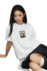 Ms Enjoy Da Money MEDM SS25 Dog Polaroid Tee in white featuring a unique graphic design