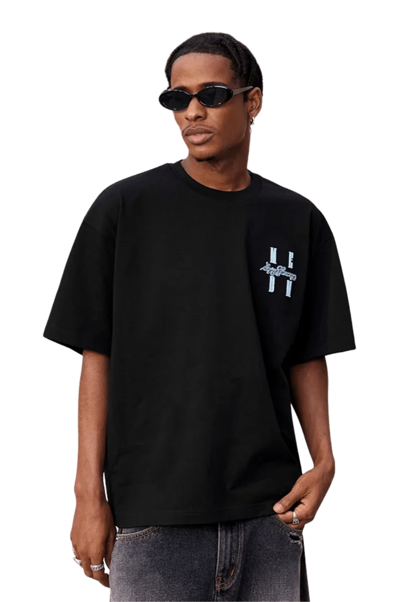 Mr Enjoy Da Money MEDM SS25 Felt Embossed Basic Tee in Black for a stylish casual look