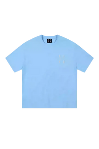 Light blue MEDM SS25 Felt Embossed Basic Tee with a relaxed fit and short sleeves