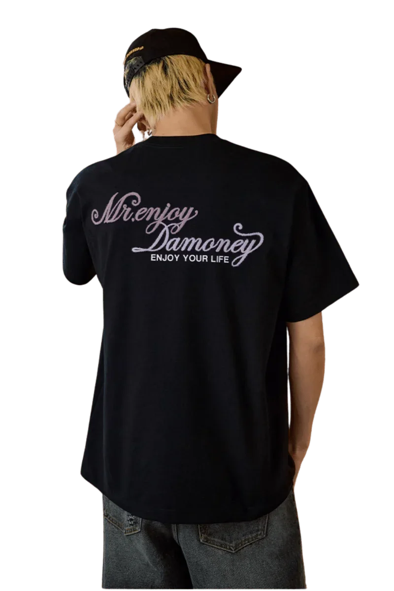MEDM SS25 Four Color Velvet Embossed Tee featuring stylish back design with brand logo