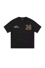 MEDM SS25 Leopard Fur Big M Tee in black with a stylish leopard print pocket for casual wear