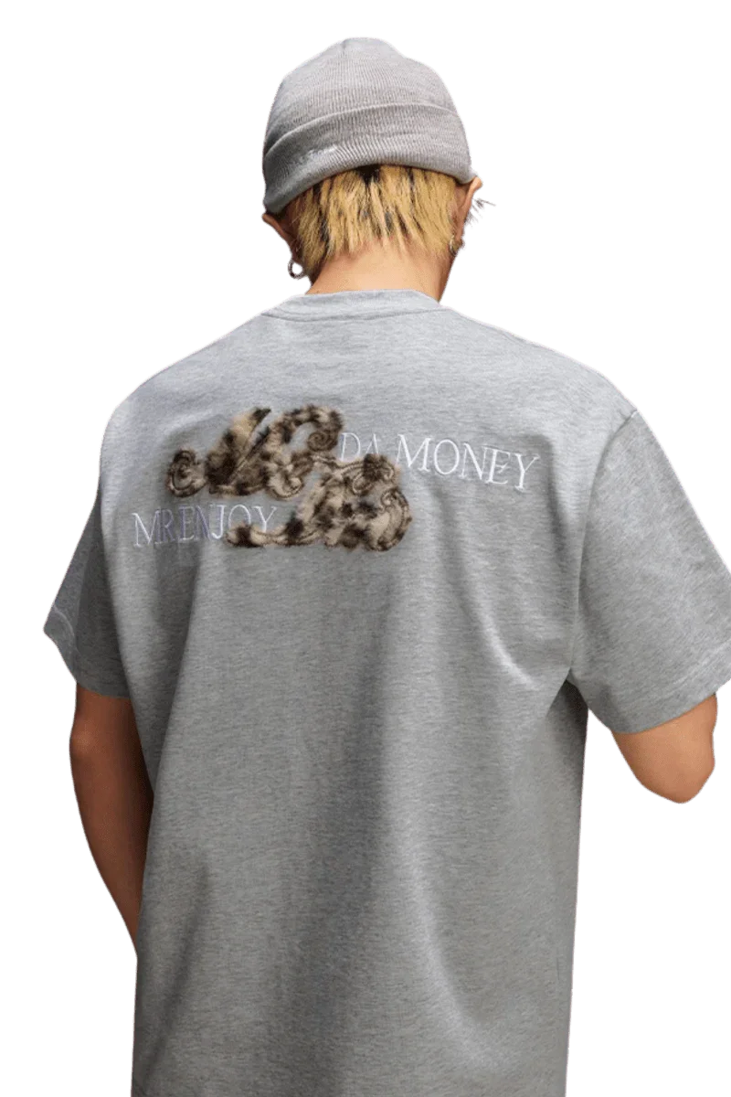 MEDM SS25 Leopard Fur Big M Tee in gray with logo on the back for a stylish look