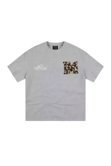 MEDM SS25 Leopard Fur Big M Tee in gray with stylish leopard print detail