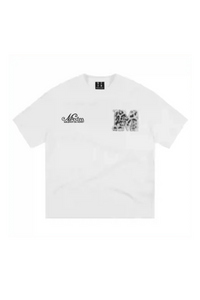 MEDM SS25 Leopard Fur Big M Tee in white with leopard print logo design