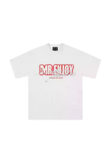 Mr Enjoy Da Money MEDM SS25 Neon Spray Paint Tee in white with bold graphic design